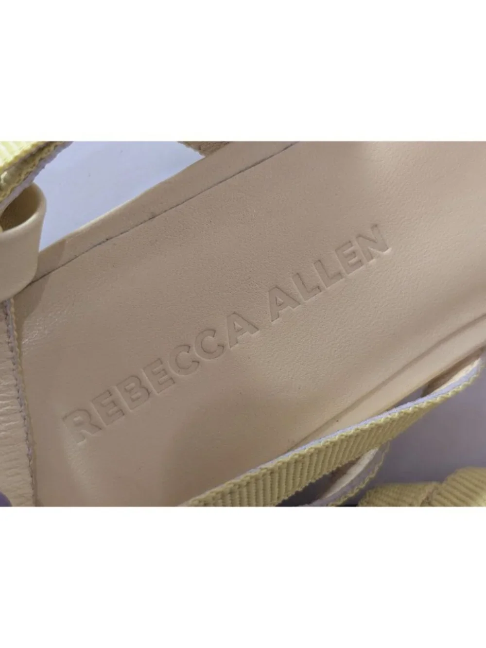 NEW Rebecca Allen Yellow Strappy Flat Leather Sandals, Size 6.5